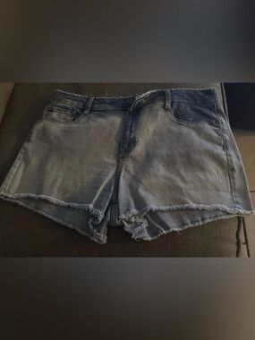 Arizona Jean Company Frayed Hem Denim Shorts - Light Blue